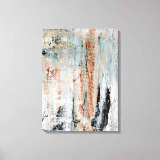 'Aandacht' Blauwgroen en Bruine Abstracte Kunst Canvas Afdruk (Voorkant)