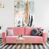 'Aandacht' Blauwgroen en Bruine Abstracte Kunst Canvas Afdruk (Insitu (Woonkamer))