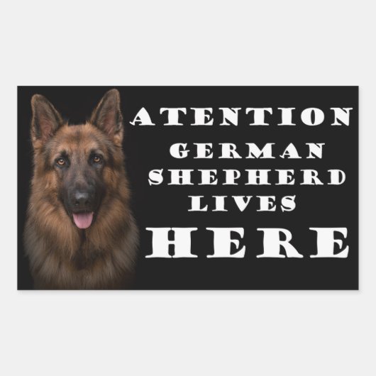 Aandacht Duitse herder woont hier sticker (Voorkant)