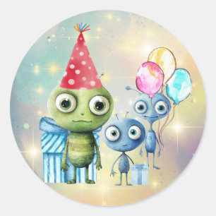 Aandacht Intergalactische Verjaardag Ronde Sticker