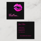 Aandacht krijgen Kaart Black, Bright Pink Lips Contactkaartje (Voorkant / Achterkant)