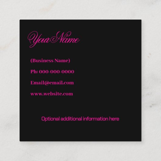Aandacht krijgen Kaart Black, Bright Pink Lips Contactkaartje (Achterkant)