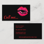 Aandacht krijgen rode kus zwart visitekaartje (Voorkant / Achterkant)