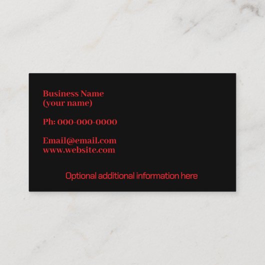 Aandacht krijgen rode kus zwart visitekaartje (Achterkant)