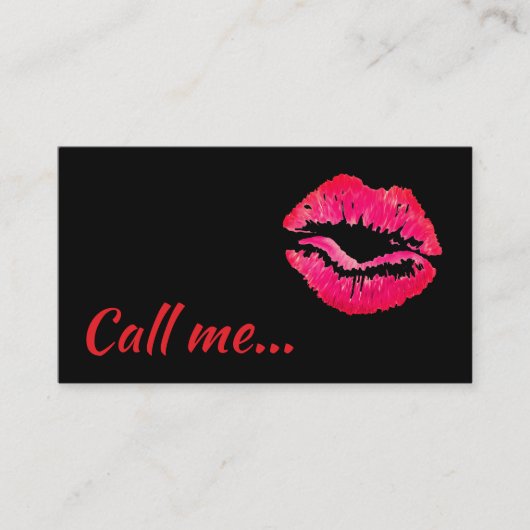 Aandacht krijgen rode kus zwart visitekaartje (Voorkant)