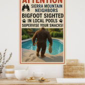 Aandacht Sierra Mountain Buren – Bigfoot Pool Poster (Keuken)