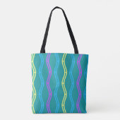 Aandacht Trekker Paars Turkoois Gele Golven Blauw Tote Bag (Achterkant)
