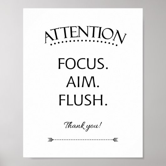 Aandacht voor Aim Flush Kinder badkamer Poster (Voorkant)