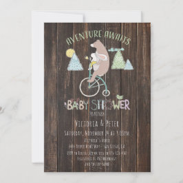 Aandacht voor Beer Bunny Bike Baby shower Kaart