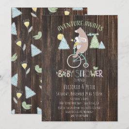Aandacht voor Beer Bunny Bike Baby shower Kaart