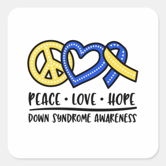 Aandacht voor downsyndroom, downsyndroom vierkante sticker (Voorkant)
