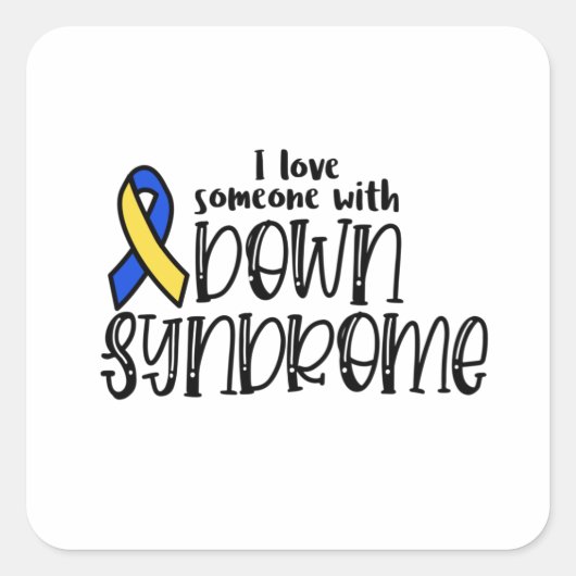 Aandacht voor downsyndroom, downsyndroom vierkante sticker (Voorkant)