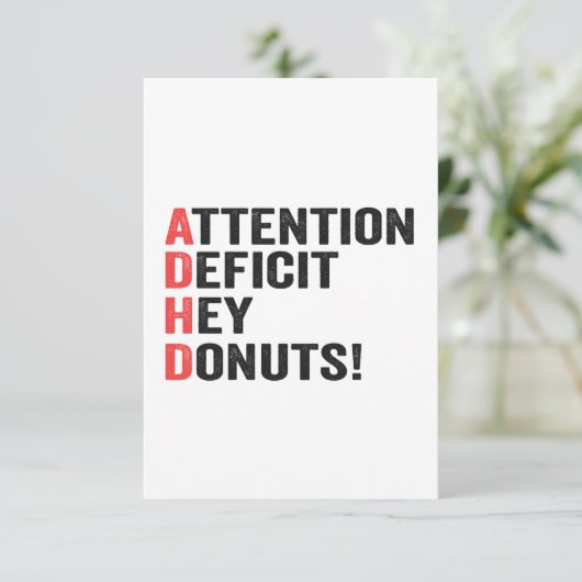 Aandachtstekort Hey Donuts Adhd Neurodiversiteit Bedankkaart (Staand voorkant)