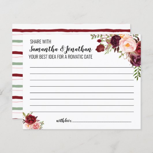 Aandeeldatum idea Marsala Flowers Vrijgezellenfees (Voorkant / Achterkant)