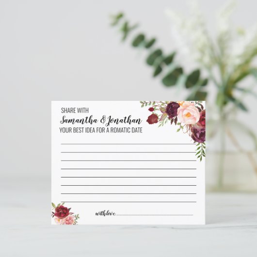 Aandeeldatum idea Marsala Flowers Vrijgezellenfees (Staand voorkant)