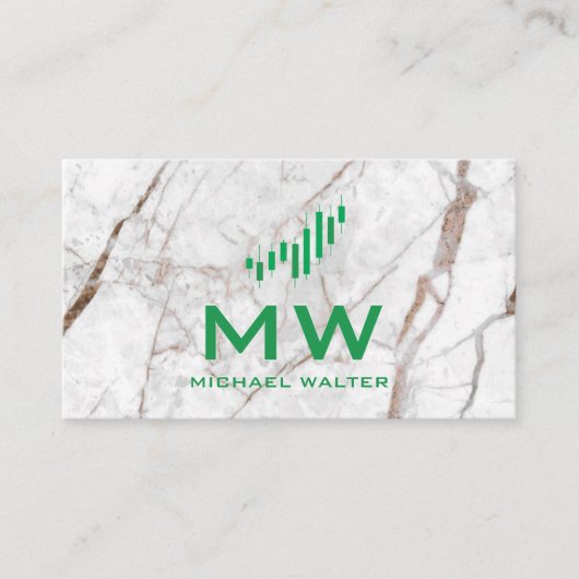 Aandelen Grafiek | Witte Marmer  Visitekaartje (Voorkant)