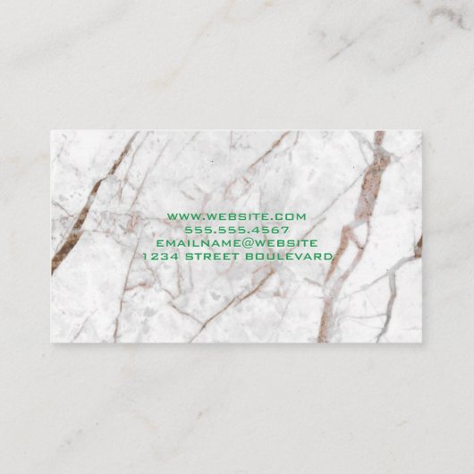 aandelenkaart | wit marmer visitekaartje (Achterkant)