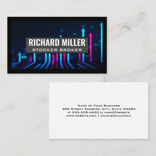 Aandelenmakelaar | Pijlen Omhoog | Financiën Visitekaartje (Voorkant / Achterkant)