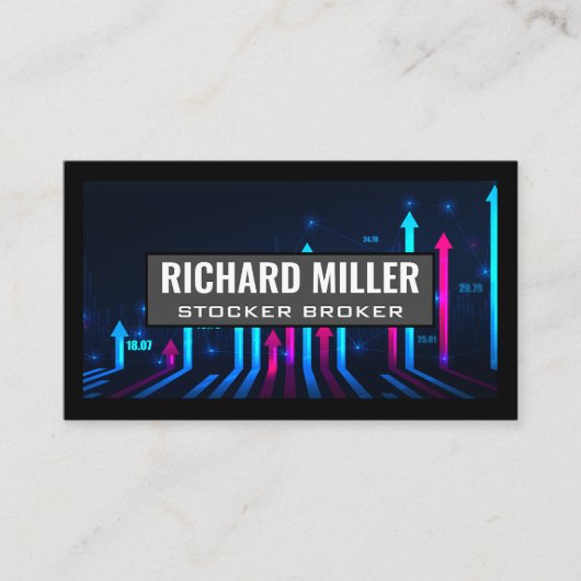 Aandelenmakelaar | Pijlen Omhoog | Financiën Visitekaartje (Voorkant)