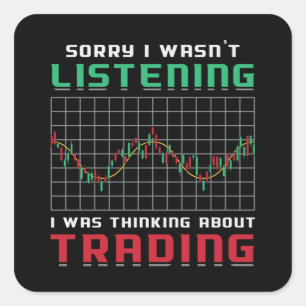 Aandelenmarkt Sorry dat ik niet luisterde Beer Tra Vierkante Sticker