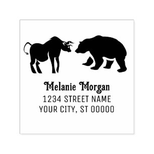 Aandelenmarkt Stier vs Beer Naam Retouradres Zelfinktende Stempel
