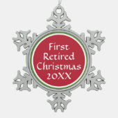 Aandenken! 1e gepensioneerd ornament met kerstsnow (Voorkant)