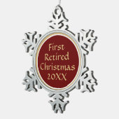 Aandenken! 1e gepensioneerd ornament met kerstsnow (Rechts)