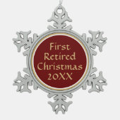 Aandenken! 1e gepensioneerd ornament met kerstsnow (Voorkant)