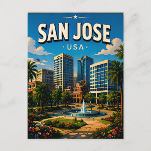 Aandenken aan het Silhouet van San Jose Downtown Briefkaart