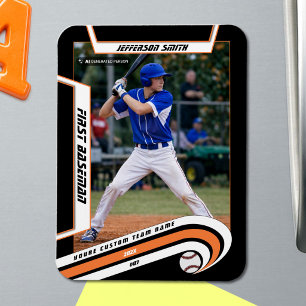 Aandenken aan honkbal Levendig Oranje Zwart Op maa Magneet