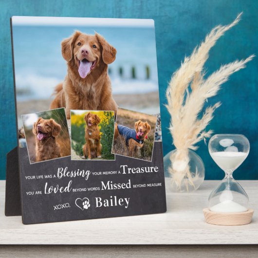 Aandenken aan huisdier Herdenking overlijden hond  Fotoplaat (Zijkant)