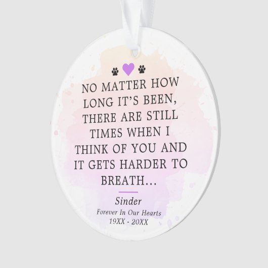 Aandenken aan huisdier met citaat en foto ornament (voorkant)