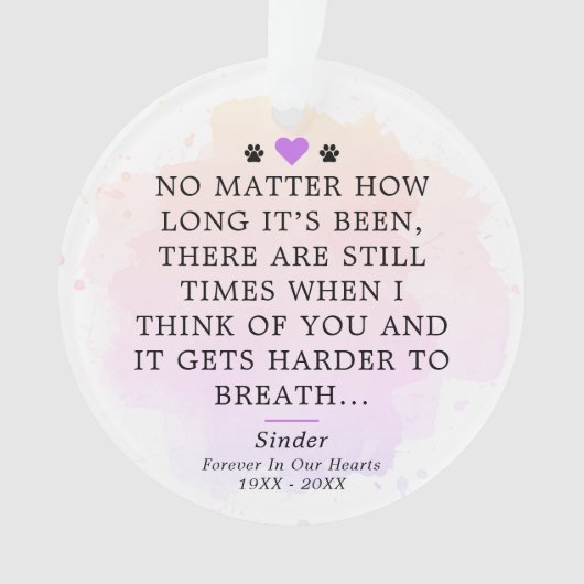 Aandenken aan huisdier met citaat en foto ornament (voorkant)