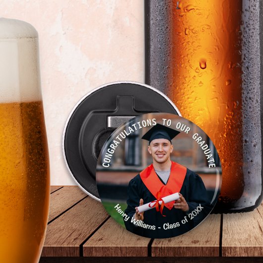 Aandenken Afstudeerfoto Persoonlijk Button Flesopener