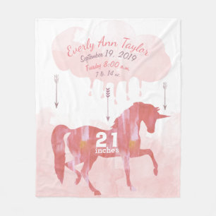 Aandenken Baby Meisje Blush Koraal Geboorte Stat E Fleece Deken