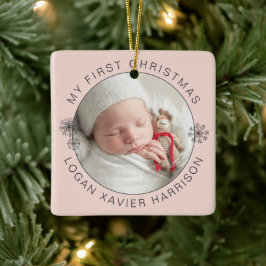 Aandenken Baby's Eerste Kerstmis Foto Keramisch Ornament