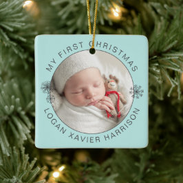 Aandenken Baby's Eerste Kerstmis Foto Keramisch Ornament