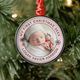 Aandenken Baby's Eerste Kerstmis Foto Metalen Ornament