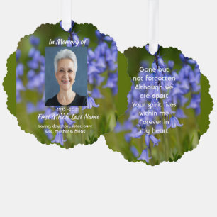 Aandenken Blauwe Klokjes Tuin Bloemen Herdenking Ornament Kaart