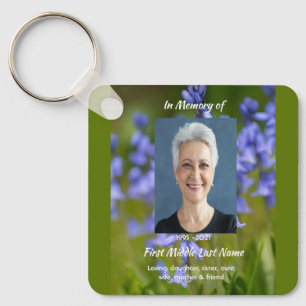 Aandenken Blauwe Klokjes Tuin Bloemen Herdenking Sleutelhanger