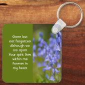 Aandenken Blauwe Klokjes Tuin Bloemen Herdenking Sleutelhanger (Achterkant)