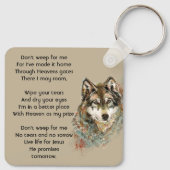 Aandenken Christelijke Aquarel Wolf Sleutelhanger (Achterkant)