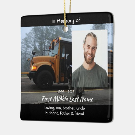 Aandenken Christelijke Schoolbuschauffeur Keramisch Ornament (Links)