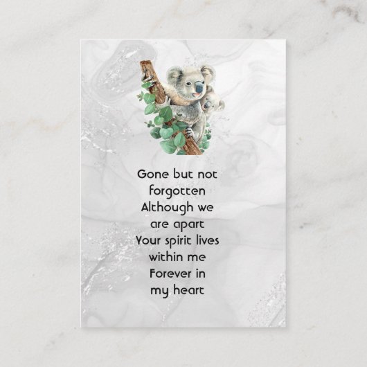 Aandenken Cute Koala Kinderen Visitekaartje (Achterkant)