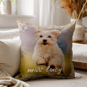 Aandenken Cute Pet Foto Speelse Typografie Kussen