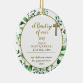 Aandenken Doop BAUTIZO Cadeau Goud met Schriftuur Keramisch Ornament (Rechts)