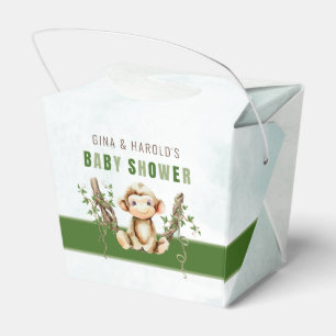 Aandenken doos voor baby shower met aapje bedankdoosjes
