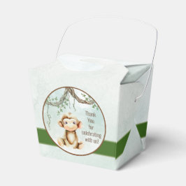 Aandenken doos voor baby shower met aapje bedankdoosjes