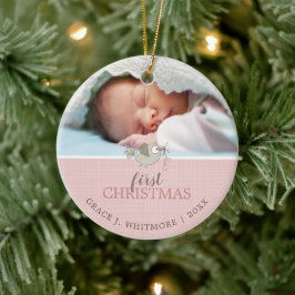 Aandenken Eerste Kerstdag Foto Meisje Keramisch Ornament
