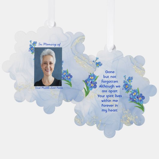 Aandenken "Forget me Not" Bloemen Ornament Kaart (Voorkant / Achterkant)